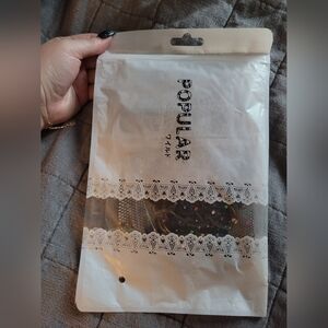 Black Fishnet Pantyhose with Multicolor Bedazzled Rhinestones